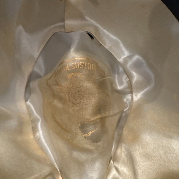 Vintage Knox Custom Edge Fedora Hat Brown Mens Size 6/78 Red Feather Film Noir - Picture 5 of 7